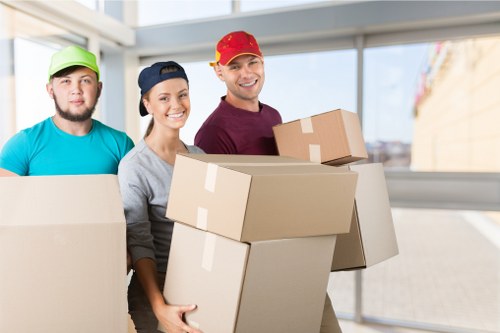 Office relocation service in Battersea with packed equipment