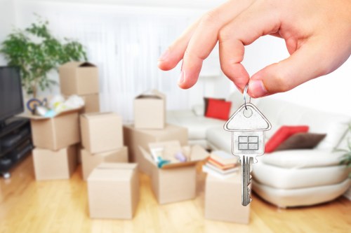 Flat removals in Battersea with moving boxes and apartment access