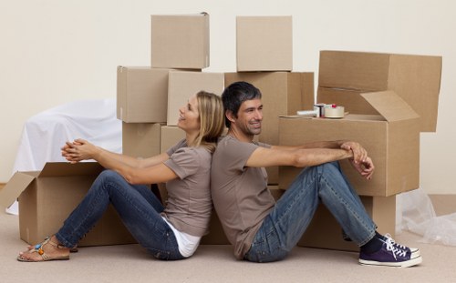 Packing boxes for a Battersea man and van move