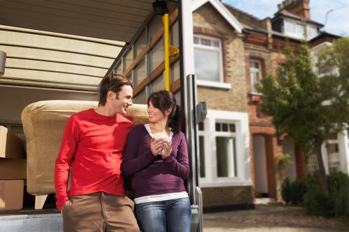 Business moving team handling office equipment in Battersea